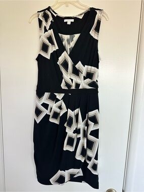 New York & Company Black Geometric Midi Dress